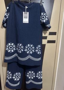 Embroidered Navy Blue cords set