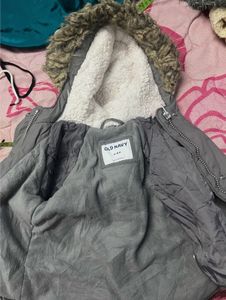 Boy's Grey Fur Hooded Winter Jacket