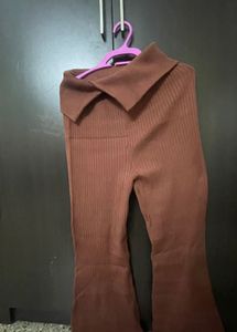 very thick woolen Collar Flare Pants