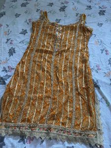 Orange Ethnic Embroidered Kurta