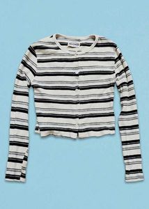 Striped Button-Up Cropped Top