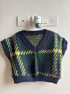 sale !!!Plaid Knit Sweater Vest Top