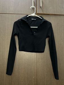 Zara Black Long Sleeve Crop Top
