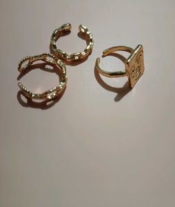 Set of 3 Gold Tone Statement Rings