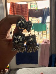 Boho Oxidized Jhumka Earrings