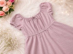 Sweetheart Neckline Puff Sleeve Pink Dress👗🩷