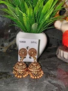 Beautiful Gold Tone Jhumka Earrings