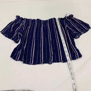 Pull&bear Navy Striped Off-Shoulder Top