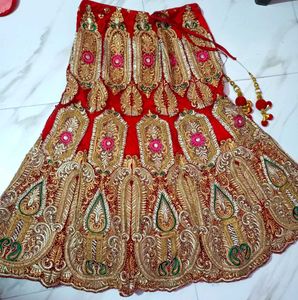 Red Embroidered Bridal Lehenga