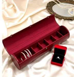 Vintage Red Leather Bangles Box 🆓1Ring Case 💫