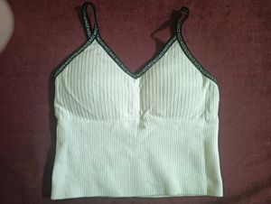 White Ribbed Sports Bra