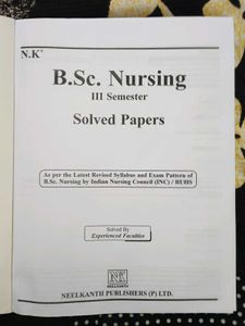Bsc Nursing Third Semester Solved Paper