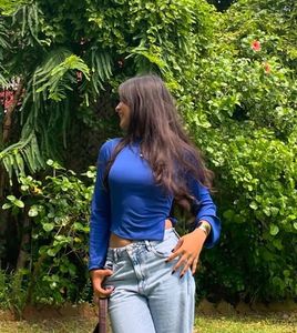 Vibrant Blue Bell Sleeve Top