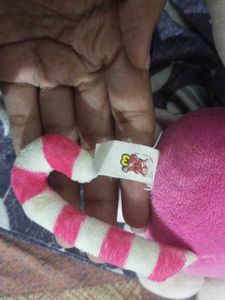 Cute Pink &amp; White Striped Cat Plush Toy