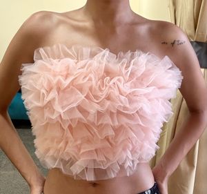 Ruffled Tulle Tube Top