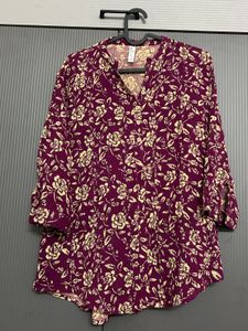 Purple Floral Print Tunic Top