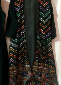 Black Party Wear Kurta With Long Shrug🖤