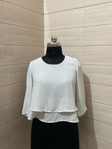 MANGO Elegant White Tiered Layered Blouse