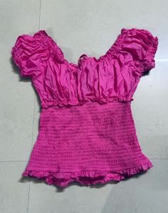Hot Pink puff sleeve Top