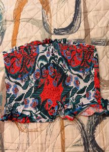 Boho Smocked Ruffle Crop Top