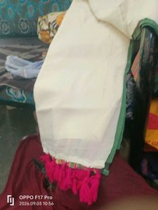 new pure cotton White saree Pink Tassels