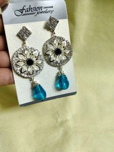Dangle Earrings with Blue Drops