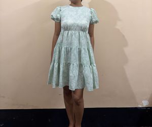 Puff Sleeve Tiered Mini Dress