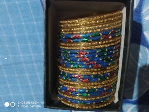 Green Blue Golden Mix Colors Chudi Set