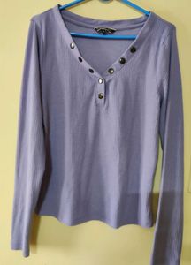 2 Tops Combo: Lavender Henley &amp; Maroon Turtle neck