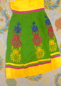 Embroidered Green & Yellow Skirt