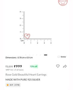 rose gold beautiful heart earring