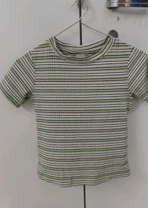 Striped Ribbed Cropped Top