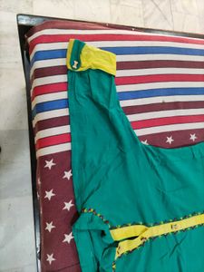 Elegant Teal Kurta with Yellow Accents
