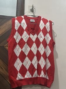 Women's Red Argyle V-Neck Sweater Vest