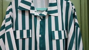 Vertical Stripe Button-Up Shirt