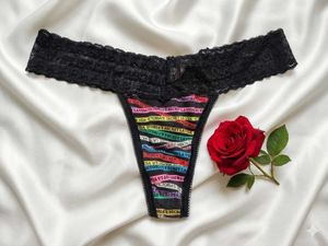 Lace Trim Thong Panty