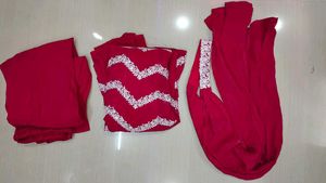 Beautiful pink Kurta with White Zigzag Pattern