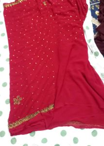 Beautiful Red Embellished Saree