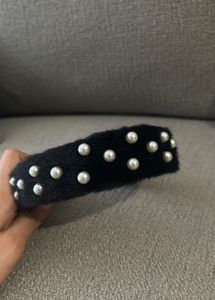 Brand New Black Velvet Pearl Headband