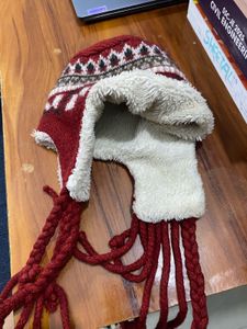Cozy Red &amp; White Patterned Winter Hat