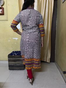 I Have stitched This Kurta In My Boutique. The Fabric Is Pure Cotton With Pure Cotton Lining Also. Print fabric at the back of the kurta perfect for office and summer ready .
