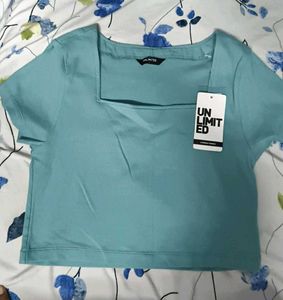 Brand New Teal Square Neck Cropped Top