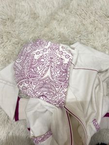 Women's White Hoodie with Purple Paisley Accents