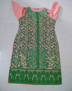 Pink & Green Paisley Print Kurta And Pant Set