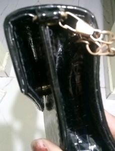 Black Crocodile Embossed Clutch