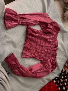 Smocked Pink Long Sleeve Top
