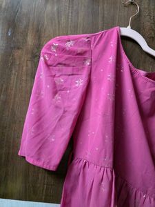 Beautiful Pink Kurti with Silver Print