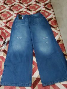 Shein Wide Leg Distressed Denim Jeans