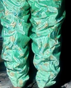 Women's Mint Green Floral Printed Satin Patiala Sa