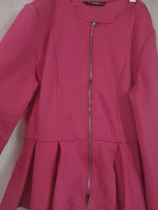 Shein Pink Peplum Zip Jacket